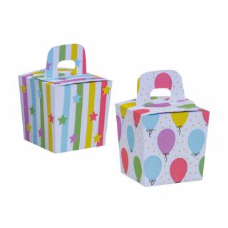 Cutii Party Baloane si Stelute, Carton Impermeabil, 6 x 6 x H 10.5 cm, 6 Buc