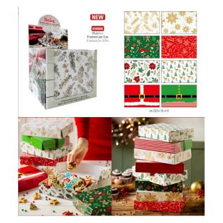 Cutii si Hartie Impachetat pentru Craciun 23.5 x 16 x H 5 cm, 24 buc