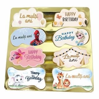 Decor Pasta Zahar Multicolor, Mesaj Aniversar, Set 80 buc