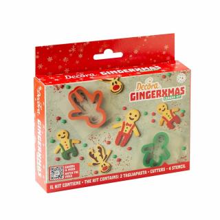 Decupatoare Plastic Craciun - Gingerman 6 - 11 x 8 x H 2.2 cm, 2 Buc + 4 Sabloane