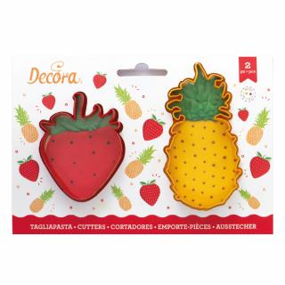 Decupatoare Plastic Fructe - Ananas si Capsuna O 7 si 10 x H 2.2 cm, 2 Buc