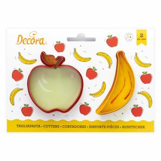 Decupatoare Plastic Fructe - Banana si Mar O 7.5 si 8.5 x H 2.2 cm, 2 Buc