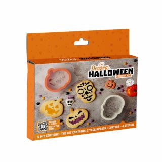 Decupatoare Plastic Halloween - Dovleac si Craniu 6 - 7.2 x 7 - 8 x H 2.2 cm + 4 Sabloane