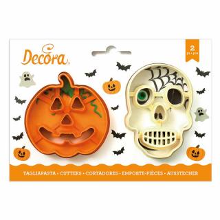 Decupatoare Plastic Halloween - Dovleac si Craniu O 8 si 9 x H 2.2 cm, 2 Buc