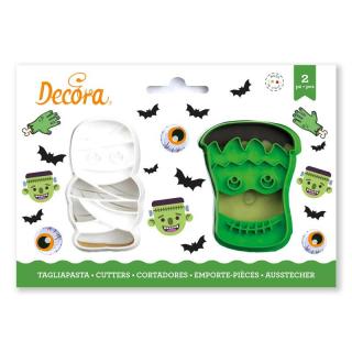 Decupatoare Plastic Halloween - Mumie si Monstru O 8 x H 2.2 cm, 2 Buc