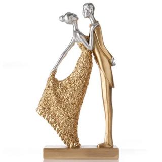 Figurina Tort Necomestibila, Mire si Mireasa Auriu H 19 cm