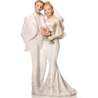 Figurina Tort Necomestibila, Mire si Mireasa Blonda H 14 cm