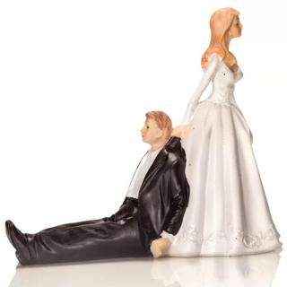 Figurina Tort Necomestibila, Mire si Mireasa Comic Situation H 14.5 cm