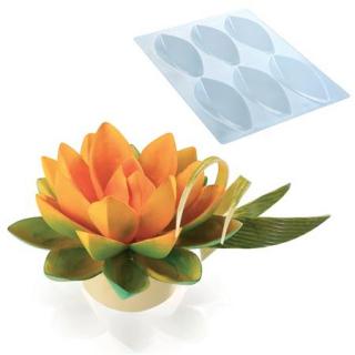 Floare Lotus mare 3D - Set 5 Matrite Plastic Ciocolata