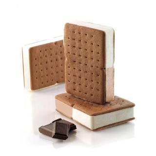 Forma Silicon Inghetata Sandwich Biscuit Double, 2 forme silicon x 5 cav. 6.8 x 9.9 x H 2 cm, 134 ml (BISC04)