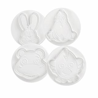 Funny Animals - Decupatoare Plastic cu Extractor O 8 cm, Set 4 Buc