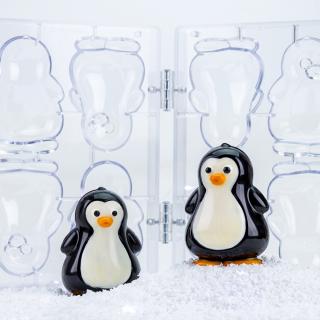 Matrita 3D Ciocolata, Plastic Rigid cu Cleme, Pinguin 7.95 x 7.55 x H 11.4 cm, 45 gr