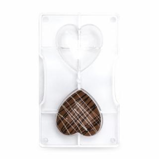 Matrita Policarbonat Ciocolata, Inima O 6.8 cm, 2 Cavitati, 20 x 12 x H 2 cm