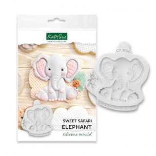 Mulaj Silicon Baby Jungle Elefant si Floricica, 2 Subiecte O 1.6 si 7 cm