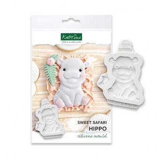 Mulaj Silicon Baby Jungle Hipopotam si Fundita, 2 Subiecte O 0.9 si 6.4 cm