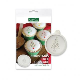 Mulaj Silicon Craciun - Decor Rotund   Top Cupcake cu Brad O 7 cm