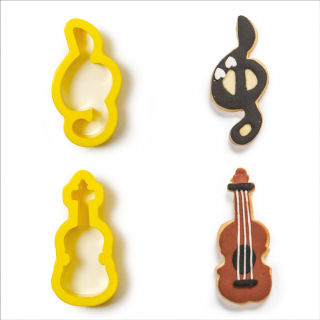Muzica, Vioara si Cheia Sol - Decupatoare Plastic O 9 x H 2.2 cm, Set 2 Buc