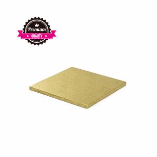 Platou Tort Patrat Auriu, 20 x 20 x H 1.2 cm