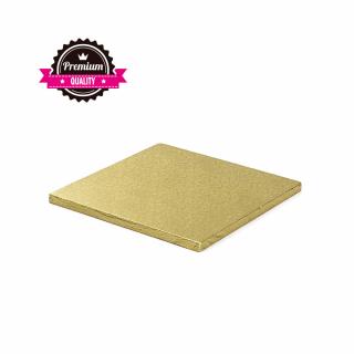 Platou Tort Patrat Auriu, 30 x 30 x H 1.2 cm