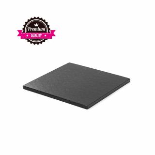 Platou Tort Patrat Negru, 25 x 25 x H 1.2 cm