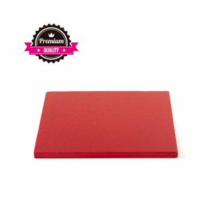 Platou Tort Patrat Rosu, 20 x 20 x H 1.2 cm