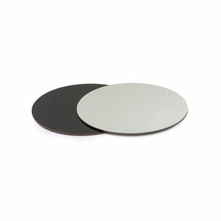 Platou Tort Rotund 2 Fete, Negru Argintiu, O 24 x H 0.3 cm