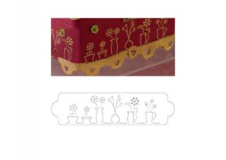 Sablon Plastic Lateral Decor Vase cu Flori, 34 x 9 cm