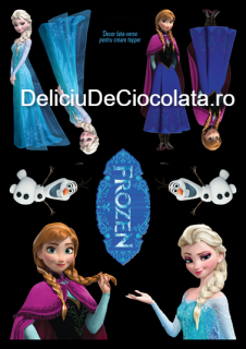 Vafa imprimata Frozen Model 1, 9 Decoruri fata-verso Topper O 7 - 12 cm, A4