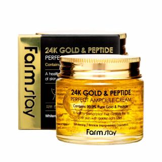 Crema-gel pentru fata antirid Farmstay 24K Gold  Peptide Perfect Ampoule Cream 80ml