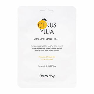 Masca textila de fata cu ser hidratant revitalizant Farmstay Citrus Yuja Vitalizing 23ml