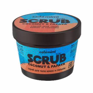 Scrub de corp exfoliant Cafe Mimi Body Scrub Coconut  Papaya cu extracte naturale de Papaya, Ulei de Cocos, Sare Marina si Vitamina E 120gr