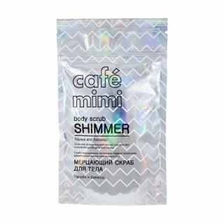 Scrub de corp exfoliant Cafe Mimi Dry Body Scrub Shimmer Papaya  Babassu cu extracte naturale si sclipici fin 150gr