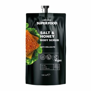 Scrub de corp exfoliant vegan Cafe Mimi Super Food Anti-Cellulite Salt  Honey 100ml