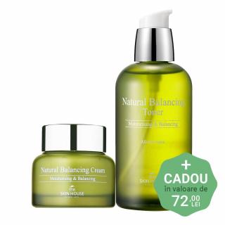 Set hidratant cu control sebum in 2 pasi The Skin House Natural Balancing Toner si Crema pentru fata