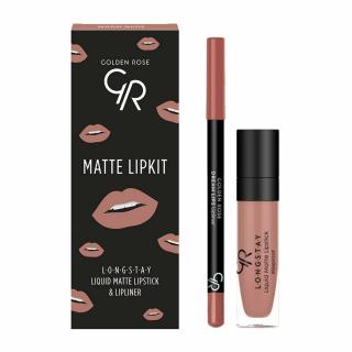 Set pentru buze Golden Rose Matte Lip Kit Warm Nude Ruj lichid Longstay Matte 13 + Creion Dream 503