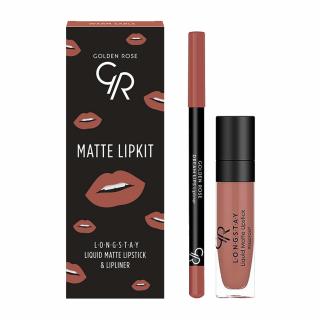 Set pentru buze Golden Rose Matte Lip Kit Warm Sable Ruj lichid Longstay Matte 16 + Creion Dream 531