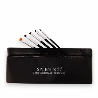 Set 5 Pensule Profesionale SPLENDOR Precizie, Stilizare Sprancene   Detalii + Borseta