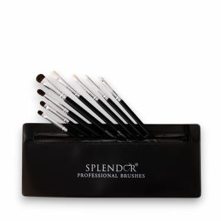 Set 8 Pensule Profesionale SPLENDOR Pentru Machiajul Ochilor Par Capra, Ponei + Borseta