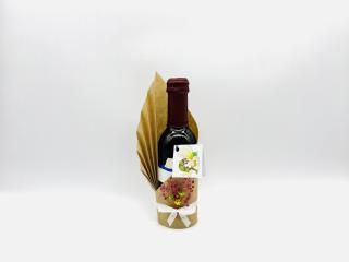 Marturie botez - Mini sticla vin alb impachetata 187 ml