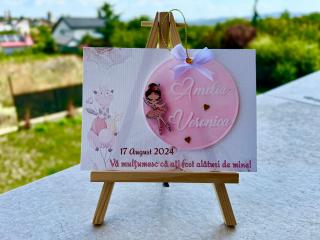 Marturie botez personalizata plexiglas O8 cm - cu personaj sau poza