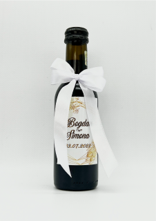 Marturie nunta - Mini sticla vin rosu personalizata 187 ml