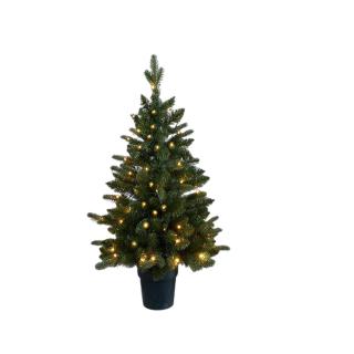 Brad artificial decorativ cu lumini Pino Mix, ace 3D, 90 cm, 60 led-uri, verde