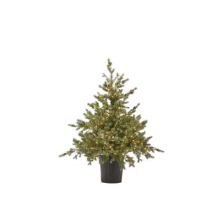 Brad artificial decorativ  Pino Argentato cu 240 MINILED URI, ace 3D, 90 cm, verde