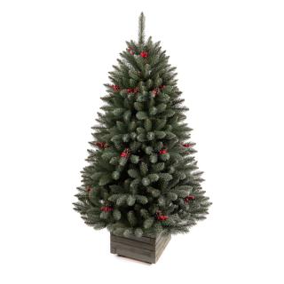 Brad artificial Siberian Frosted Spruce cu suport din lemn, aspect inghetat, PVC, 150 cm, verde - RESIGILAT