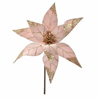 Decoratiune brad, floare Craciunita rose gold, 30 x 30  cm