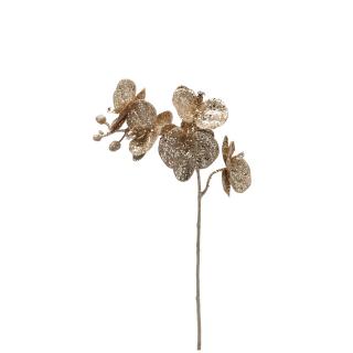 Decoratiune brad ramura Orhidee Phalaenopsis Glitter, 60 cm, champagne gold