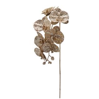 Decoratiune brad ramura Orhidee Phalaenopsis Glitter, 85 cm, champagne gold