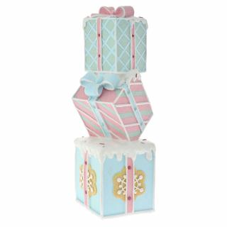 Decoratiune Craciun model Cadou, 14x15x36 cm, rasina, multicolor