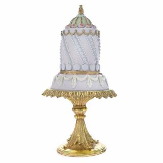Decoratiune Craciun Platou cu tort, 18x18x33 cm, rasina, crem