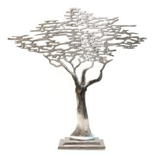 Decoratiune metal Copacul Vietii, 60 cm, argintiu metalizat